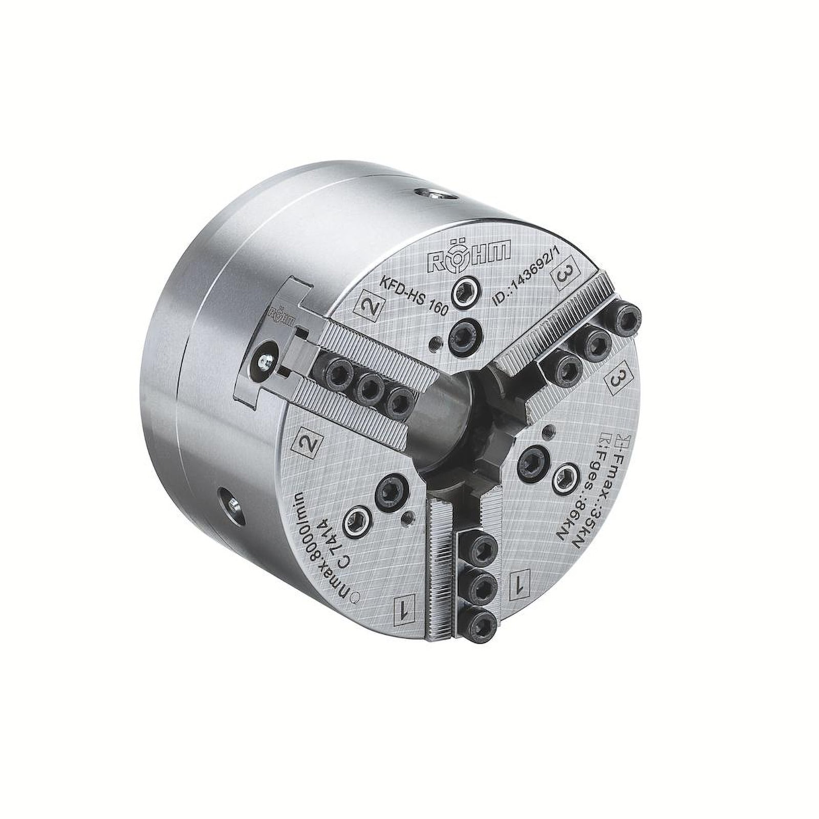 Röhm Kraftspannfutter KFD-HS 110, 3-Backen, Kreuzversatz, ISO 702-I - 149543