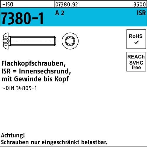 Flachkopfschraube ISO 7380-1 ISR VG M8x 30-T40 A 2 200 Stück