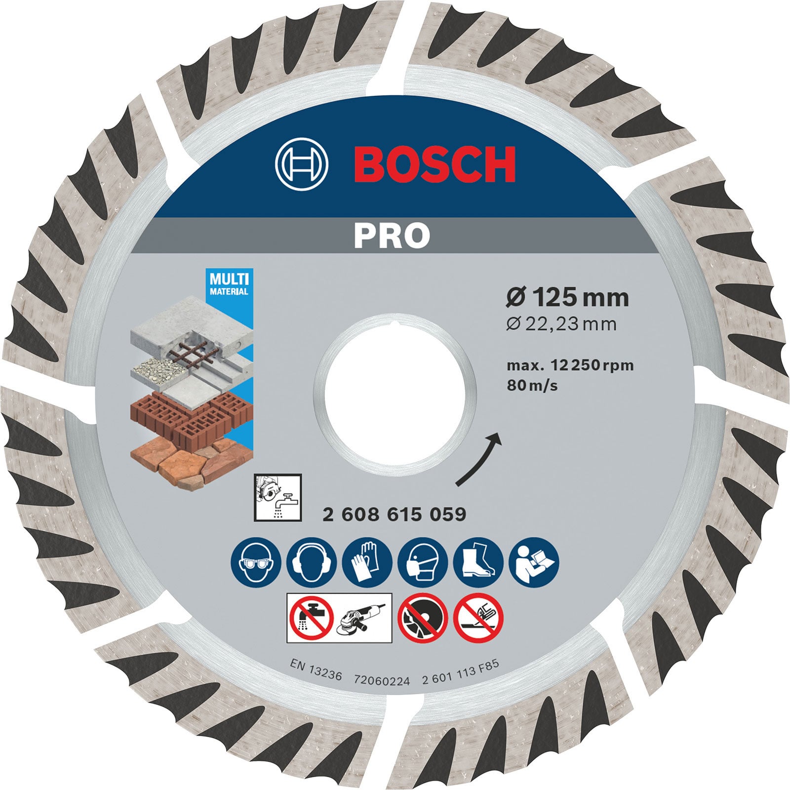 Bosch PRO Multi Material Diamanttrennscheibe 125 x 22,23 mm - 2608615059
