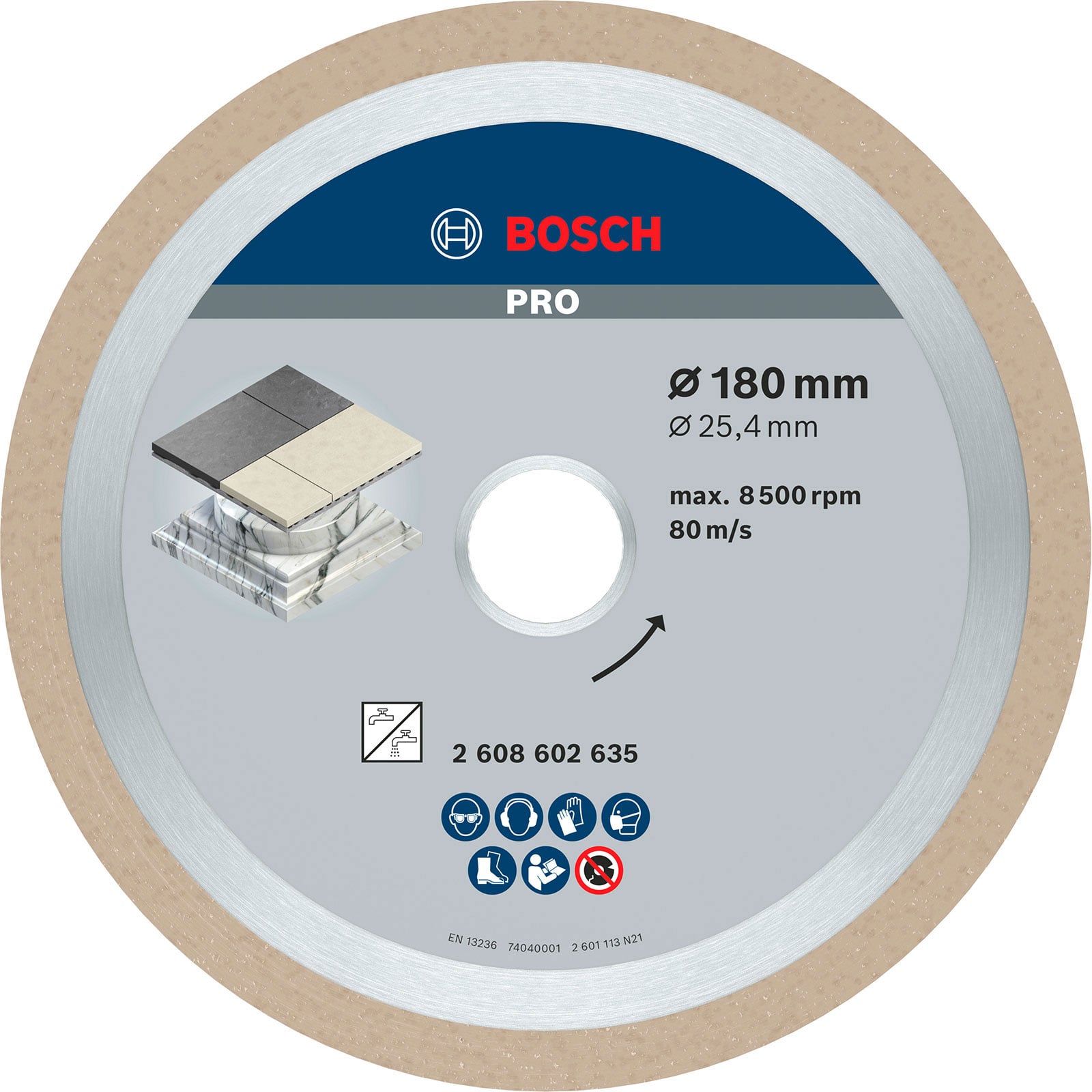 Bosch PRO Ceramic Diamanttrennscheibe 180 x 25,4 mm - 2608602635