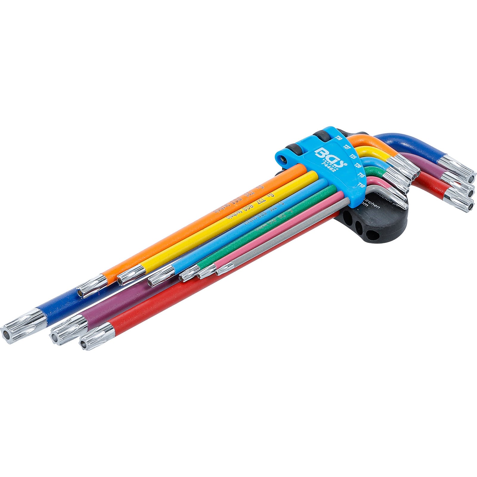 BGS Winkelschlüssel-Satz Multicolour extra lang T-Profil (für Torx) mit Bohrung T10 - T50 9tlg. - 74462