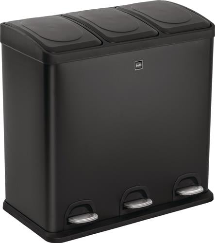 Tretabfallsammler Helit "the separator" 3x 20l DxH592mm Stahlbl.schwarz HELIT