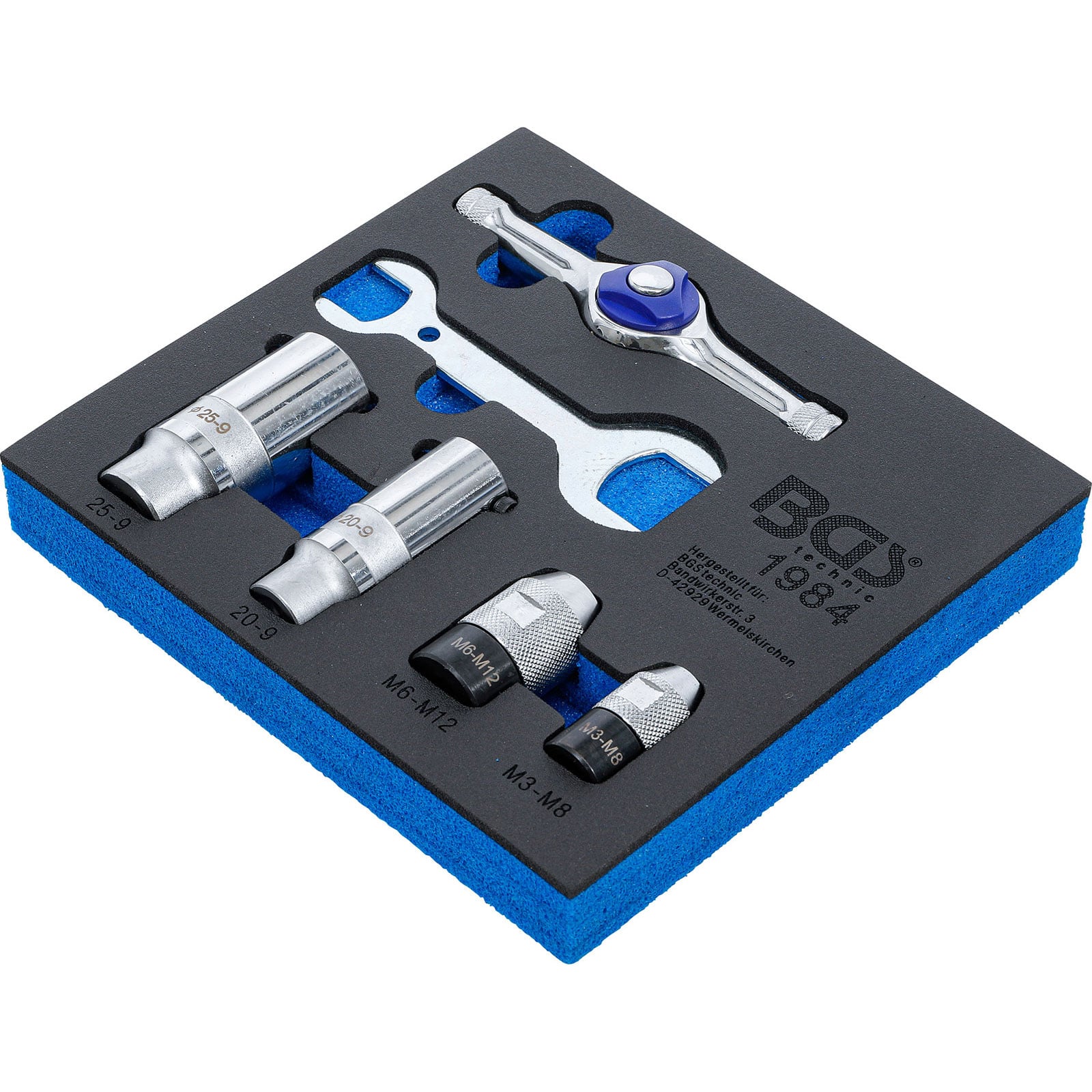 BGS Werkstattwageneinlage 1/6: Spannwerkzeug-Satz für Gewindeschneider 6tlg. - 1984-2