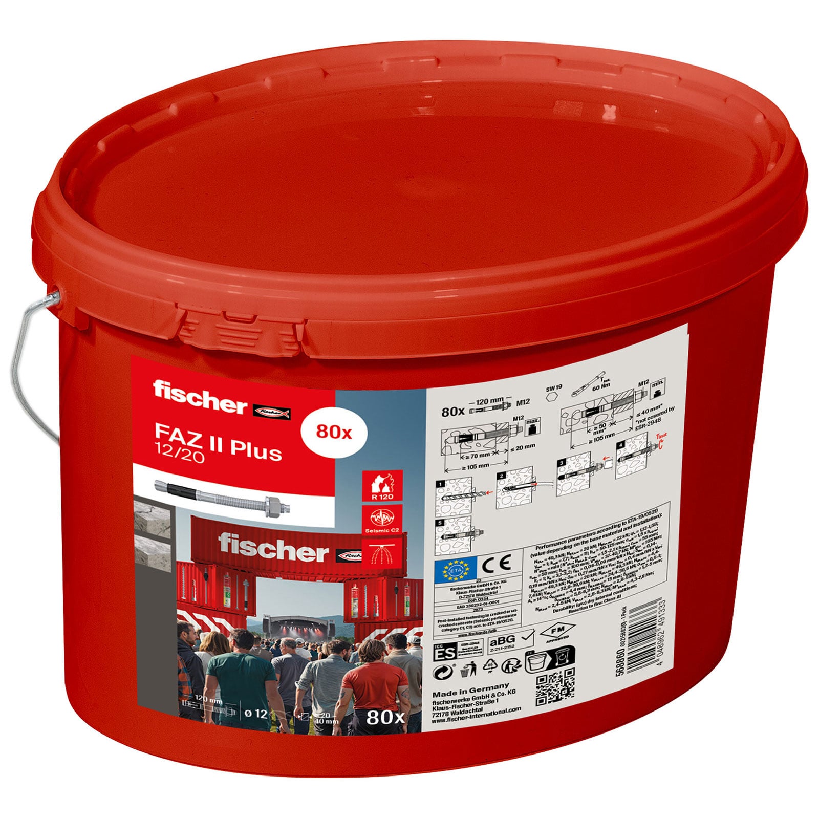 Fischer Bolzenanker FAZ II Plus 12/20 im Eimer (80 St) - 568860