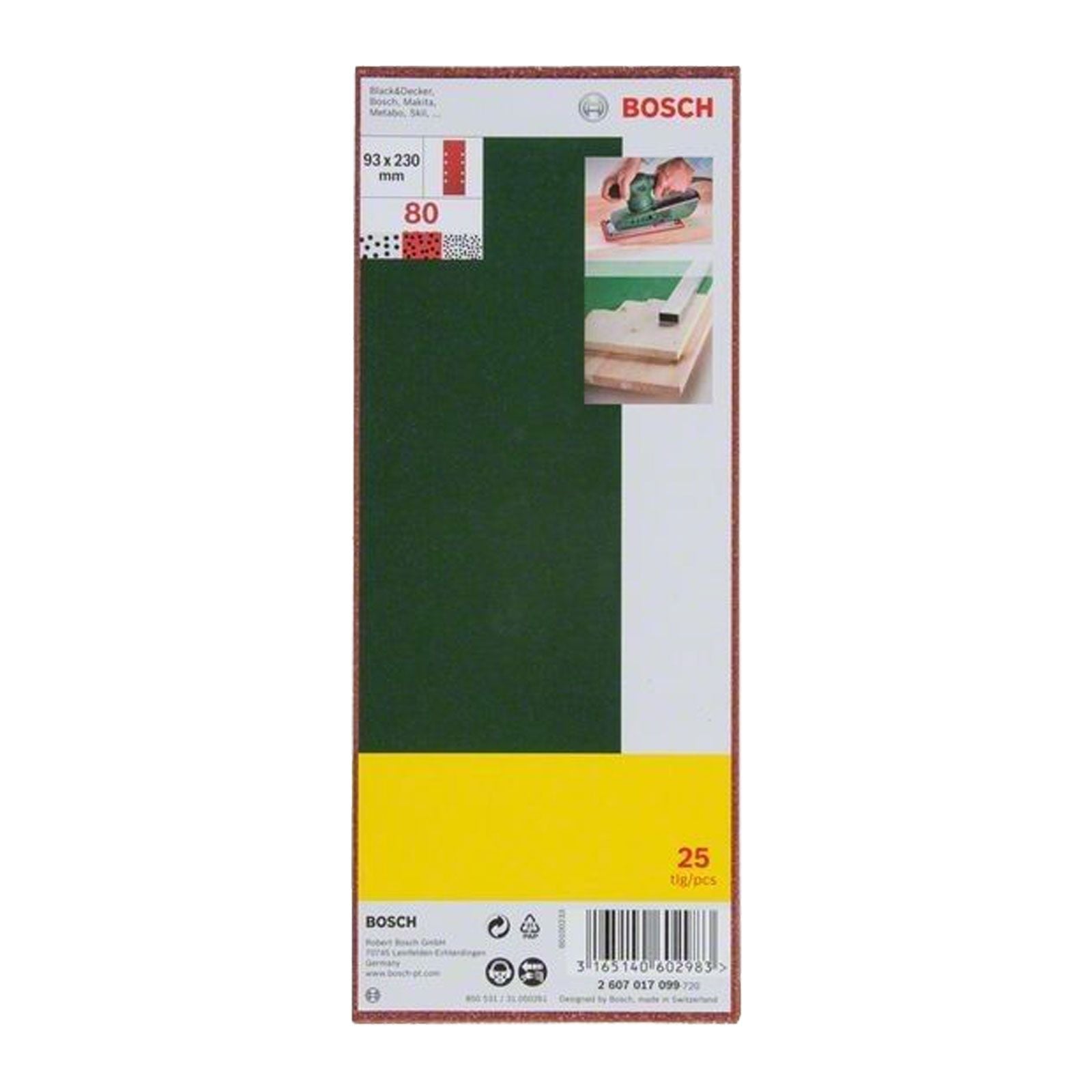Bosch Schleifblatt-Set für Schwingschleifer 25tlg. 8 Löcher (B+D) 93 x 230 mm 120 - 2607017106