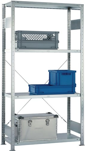 META Steckregal H2000xB1.000xT400mm Anbaur.verz.1 Rahmen,4 Fbd.Trgf.150kg Feldl.1650kg - 20094953