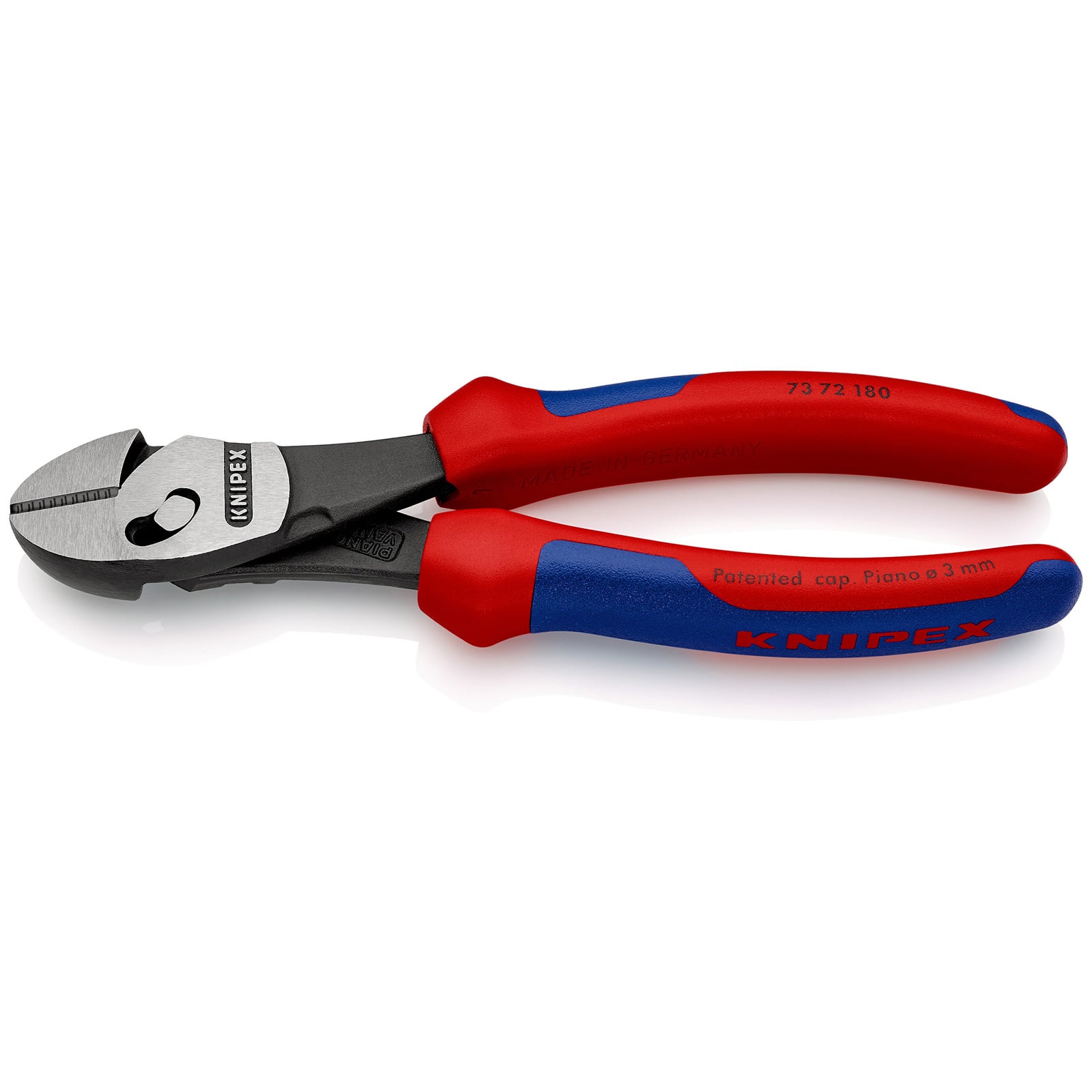 Knipex Kraftseitenschneider TwinForce® schwarz atramentiert, mit Mehrkomponenten-Hüllen 180 mm - 7372180BK