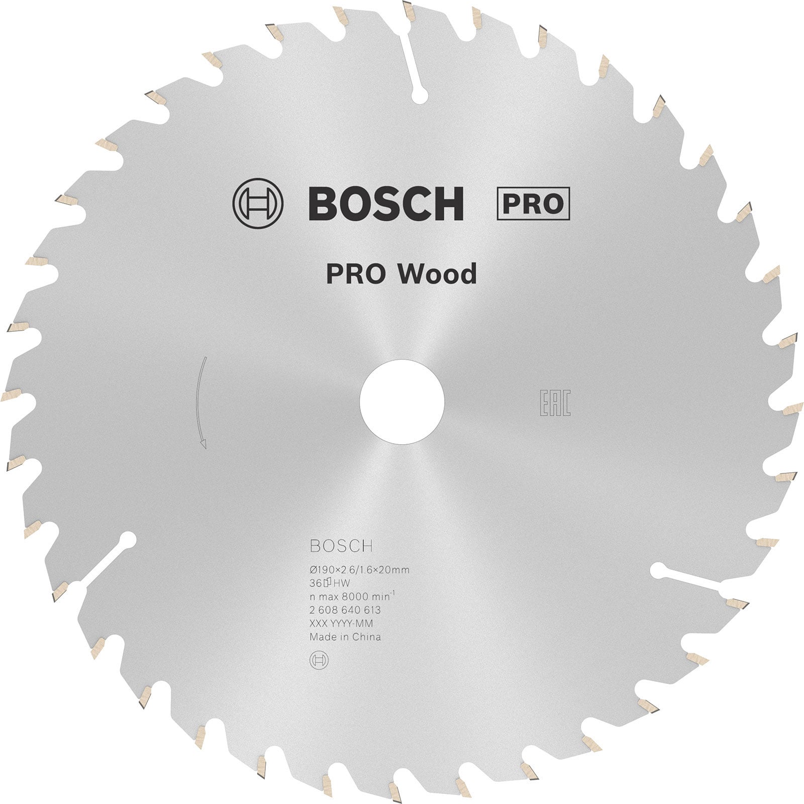 Bosch PRO Wood Kreissägeblatt 190 x 2,6 x 20 mm - 2608640613