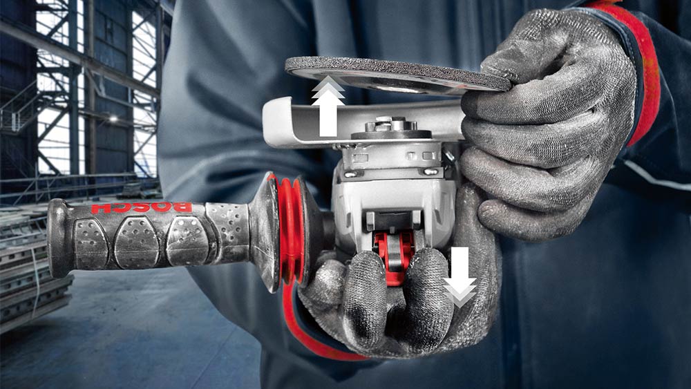 Bosch X-Lock-System für einfache und schnelle Scheibenwechsel bei Winkelschleifern