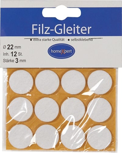 Filzgleiter 22mm Filz weiß selbstkl. - 522201