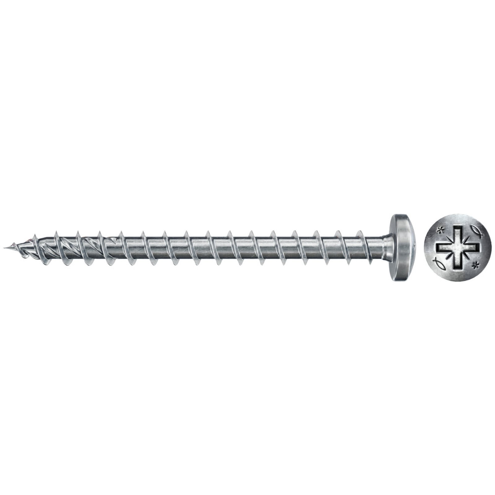 Fischer 100x Power-Fast II FPF II PZF 6 x 50  mm BC Pan Head mit Kreuzschlitz PZ Vollgewinde galvanisch verzinkt blau passiviert - 670536