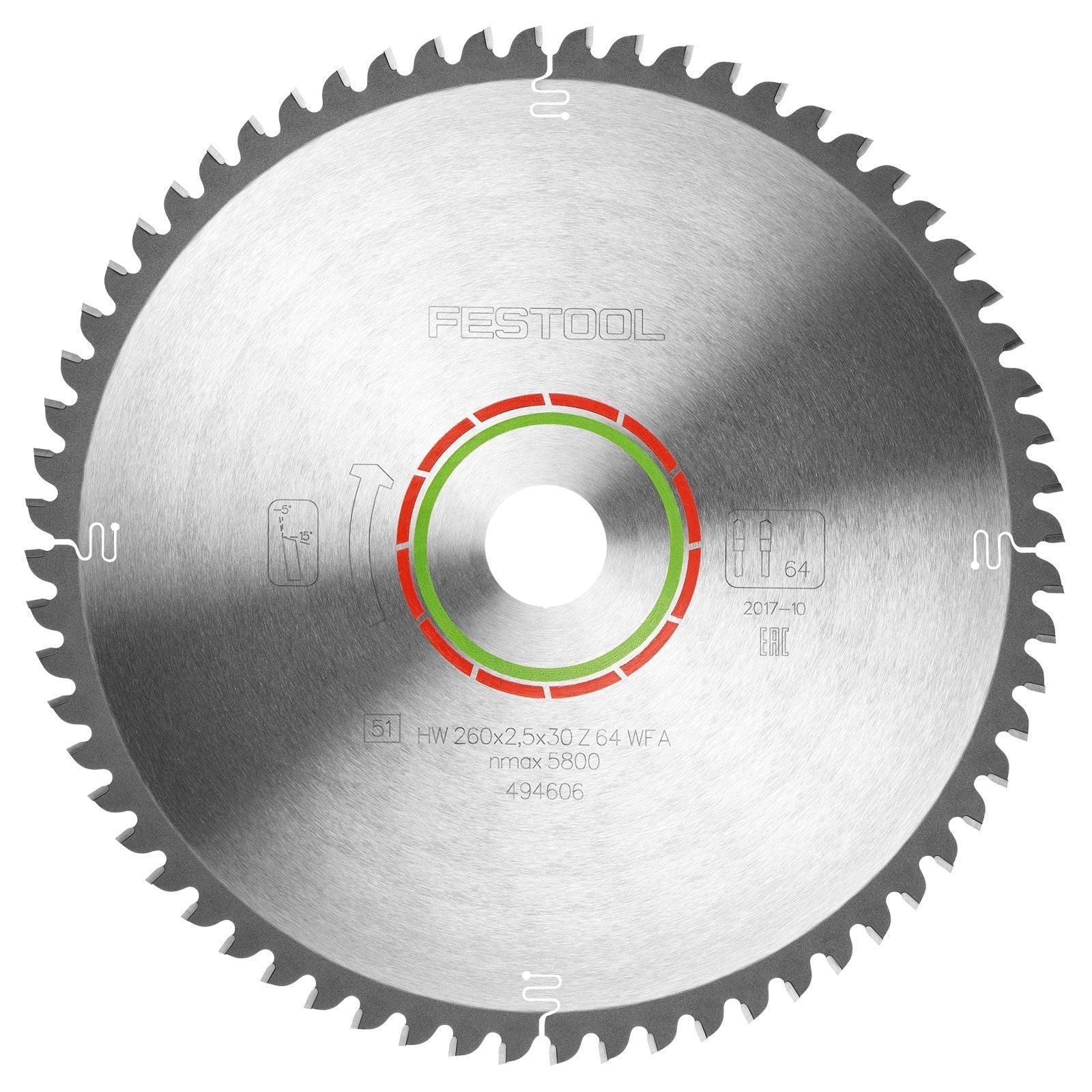 Festool Spezial-Sägeblatt 260x2,5x30 WZ/FA64 - 494606