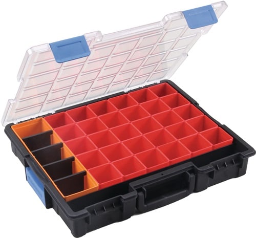 Sortimentskasten B440xT355xH76mm 36 Fächer 4 Trennstege transp.schwarz - 454250