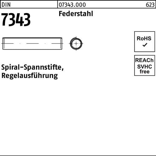 Spiralspannstift DIN 7343/ISO 8750 6x 26 Federstahl Regelausf. 500 Stück