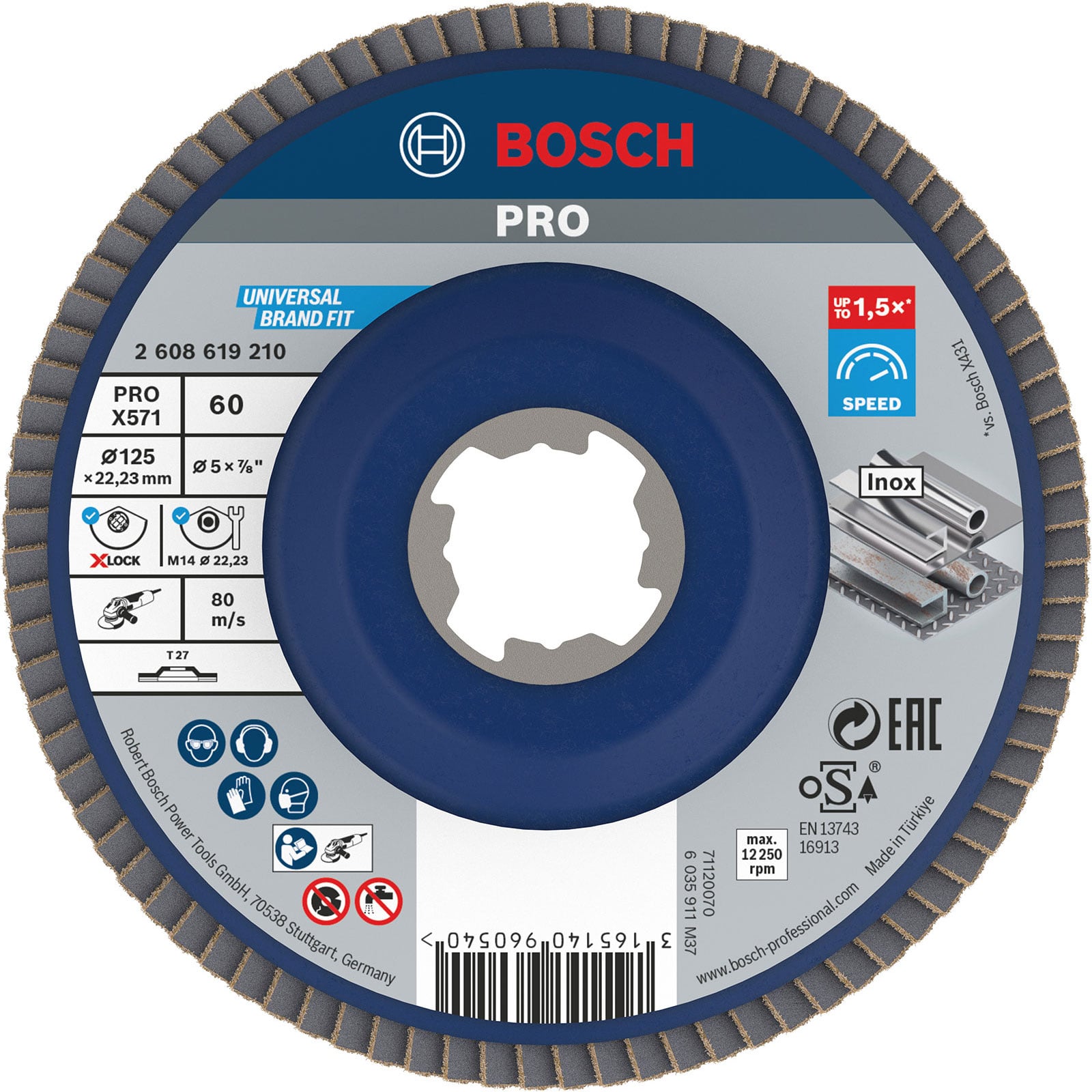 Bosch PRO X571 X-Lock Fächerschleifscheibe 125 mm G60 - 2608619210