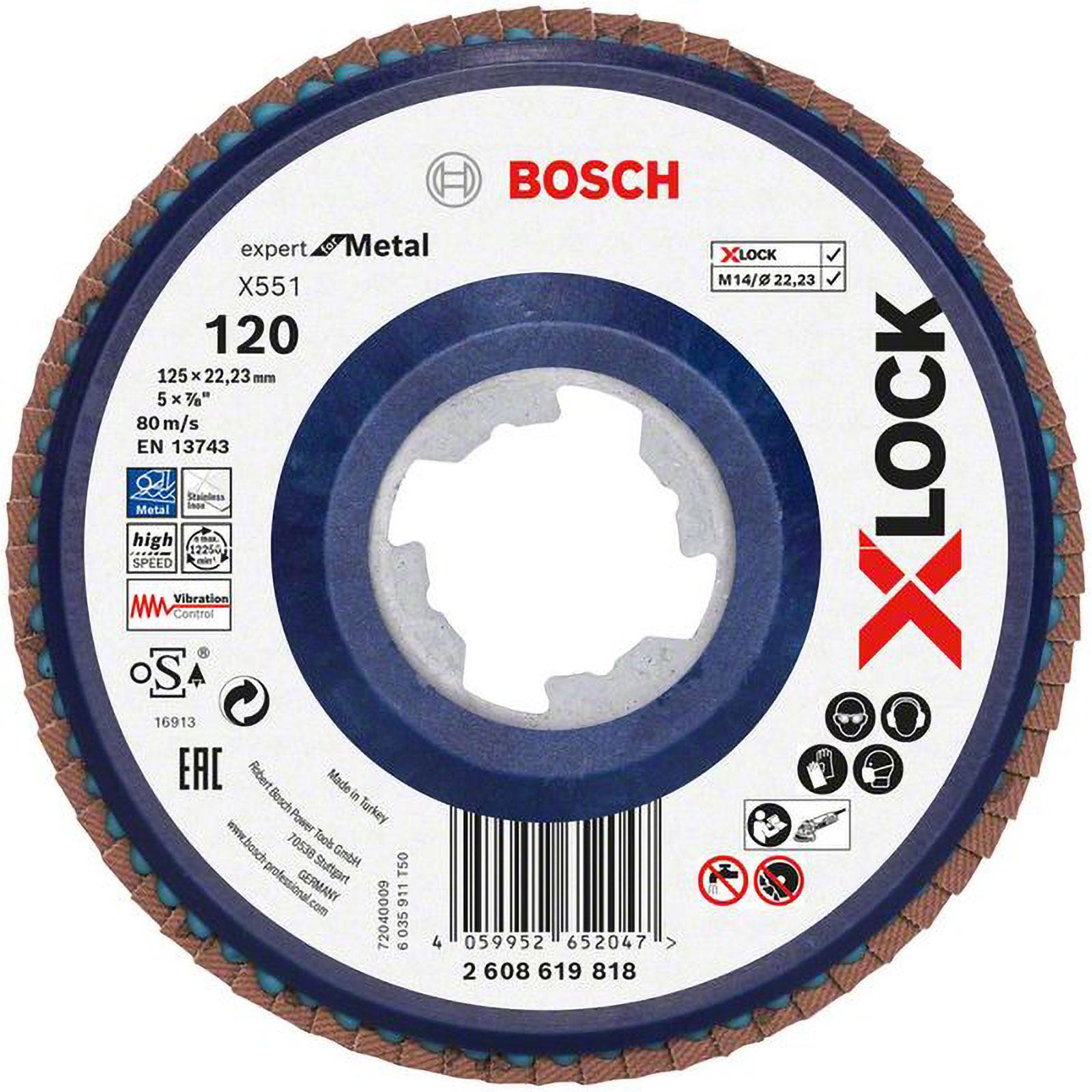 Bosch X-LOCK-Fächerschleifscheibe X551, Expert for Metal, K: 120, 125 mm - 2608619818