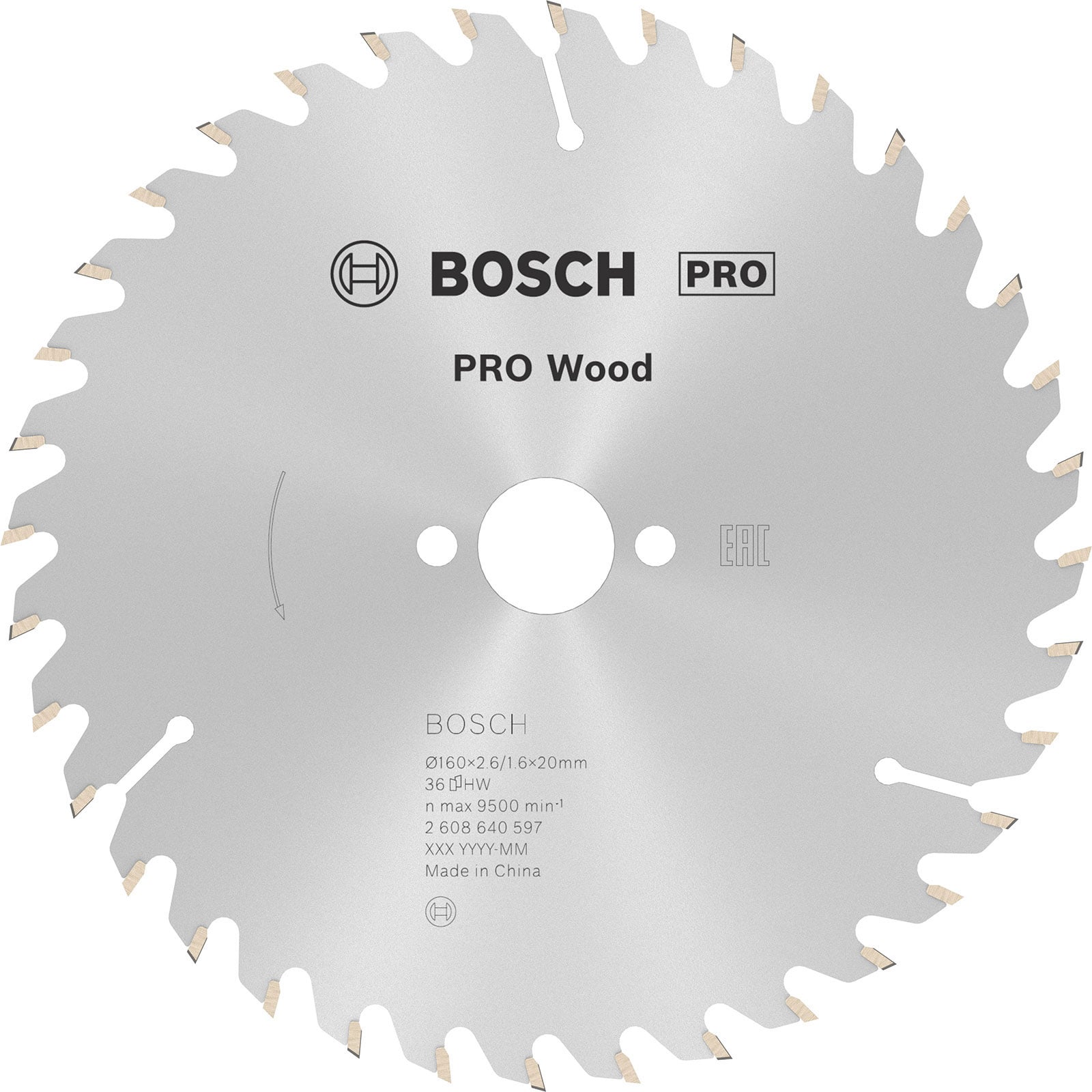Bosch PRO Wood Kreissägeblatt 160 x 2,6 x 20 mm - 2608640597