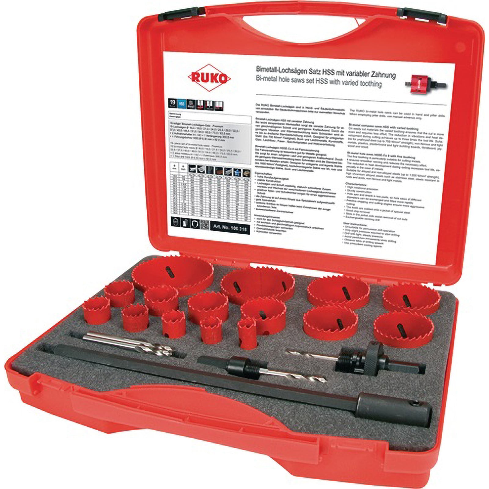RUKO HSS-Bi-Metall Lochsägensatz 19tlg. 16 - 83 x 38  mm - 106318