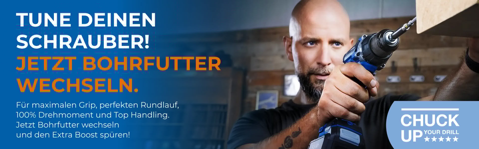 Mann wechselt Bohrfutter für optimalen Schraubeneinsatz, Tune deinen Schrauber!