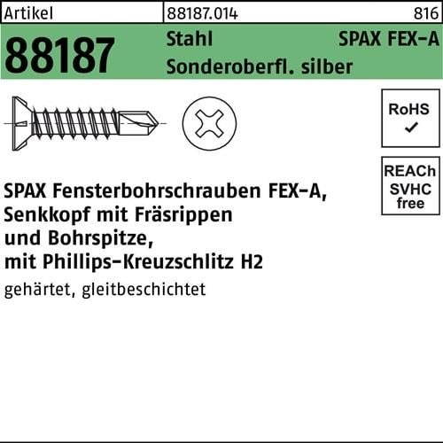 Fensterbohrschraube R 88187 Seko PH 3,9x19-H Sta silber 1000St. SPAX