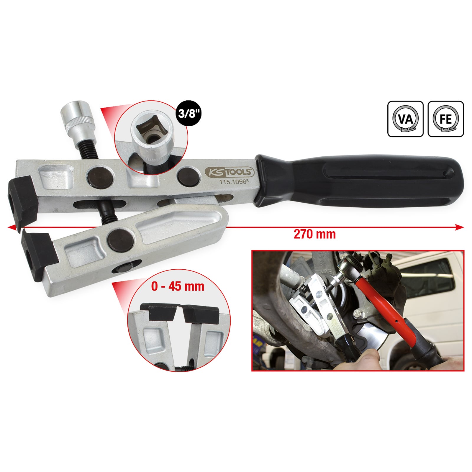 KS TOOLS Schlauchklemmenzange für Drehmomentanzug 270 mm - 115.1056