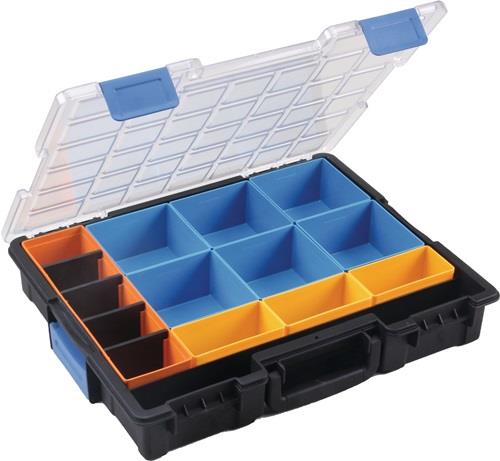Sortimentskasten B440xT355xH76mm 15 Fächer 4 Trennstege transp.schwarz - 454220