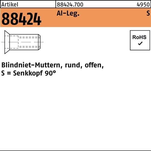 Blindnietmutter R 88424 SEKO M4 /1,5 -3,5 Aluminium 500 Stück