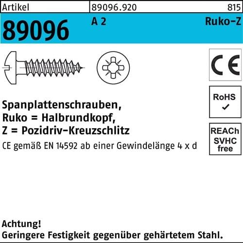 Spanplattenschraube R 89096 HAKO PZ 4,5x 20-Z A 2 1000 Stück