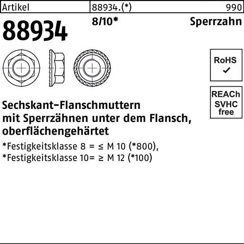Sechskantflanschmutter R 88934 Sperrzahn M8 8 200 Stück