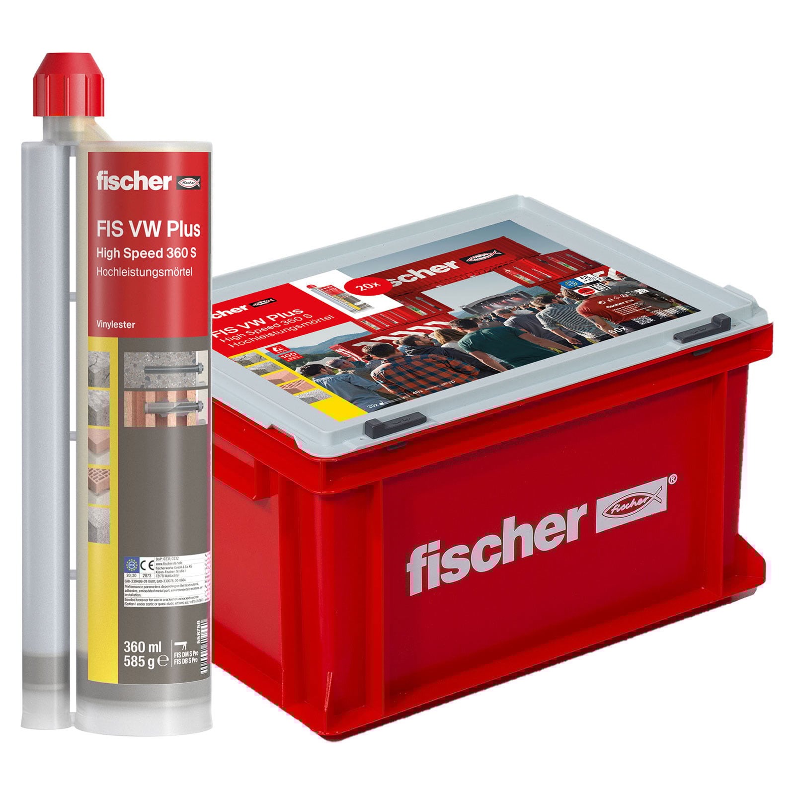 Fischer 20x Hochleistungsmörtel FIS VW Plus 360 S in Handwerkerkoffer groß - 558766