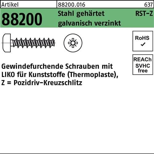 Gewindefurchendeschraube R 88200 Liko PZ 6x20-Z Stahl gehärtet galv.verz. 250St.