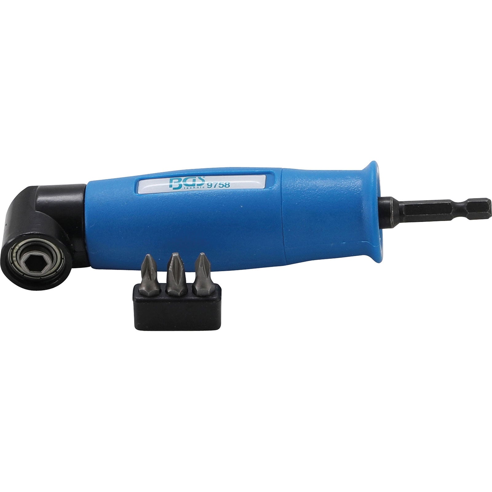 BGS Winkelbohrvorsatz Antrieb Außensechskant 6,3 mm (1/4") / Abtrieb Innensechskant 6,3 mm (1/4") 4tlg. - 9758