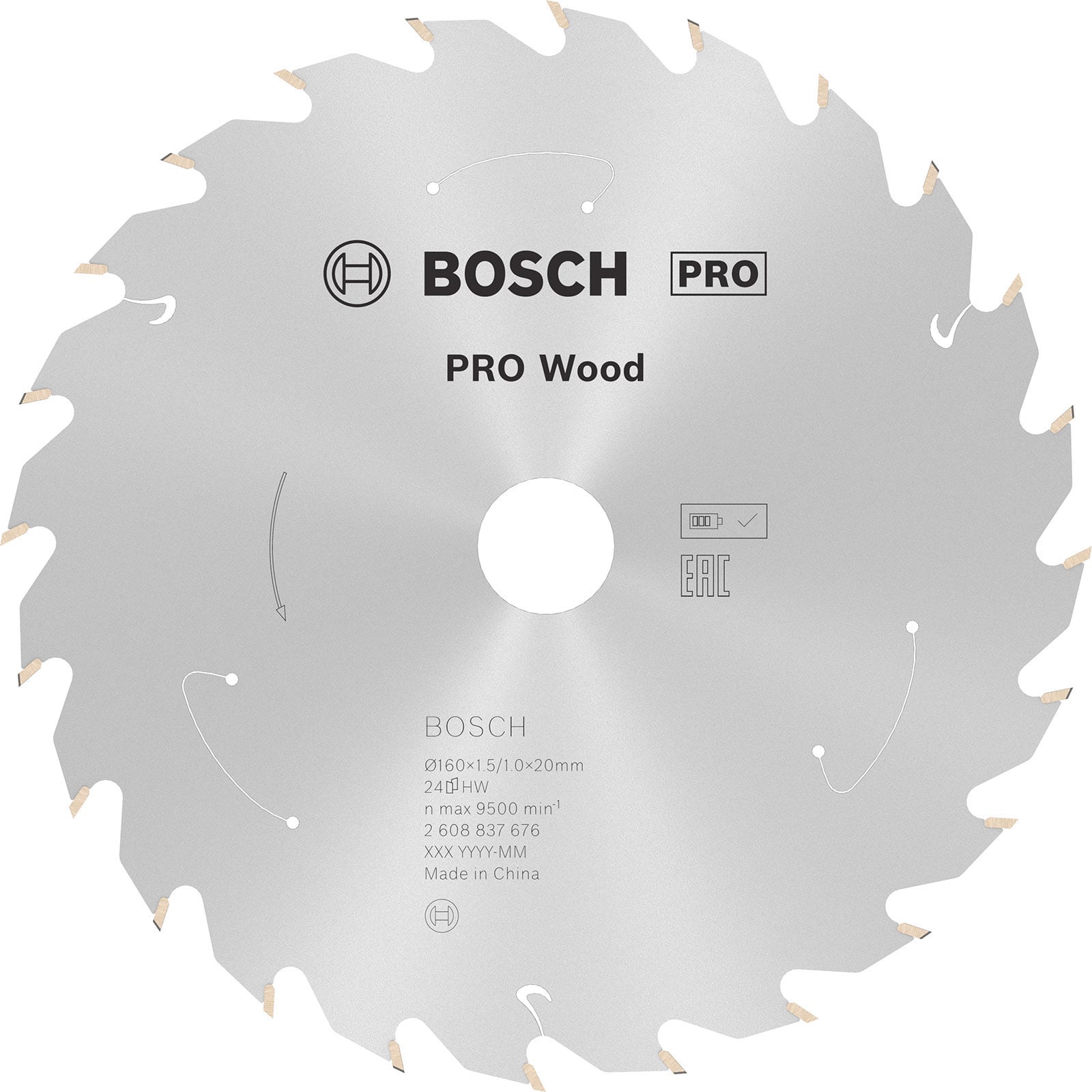 Bosch PRO Wood cordless Blatt für Kreissägen 160 x 1,5 x 20 mm - 2608837676