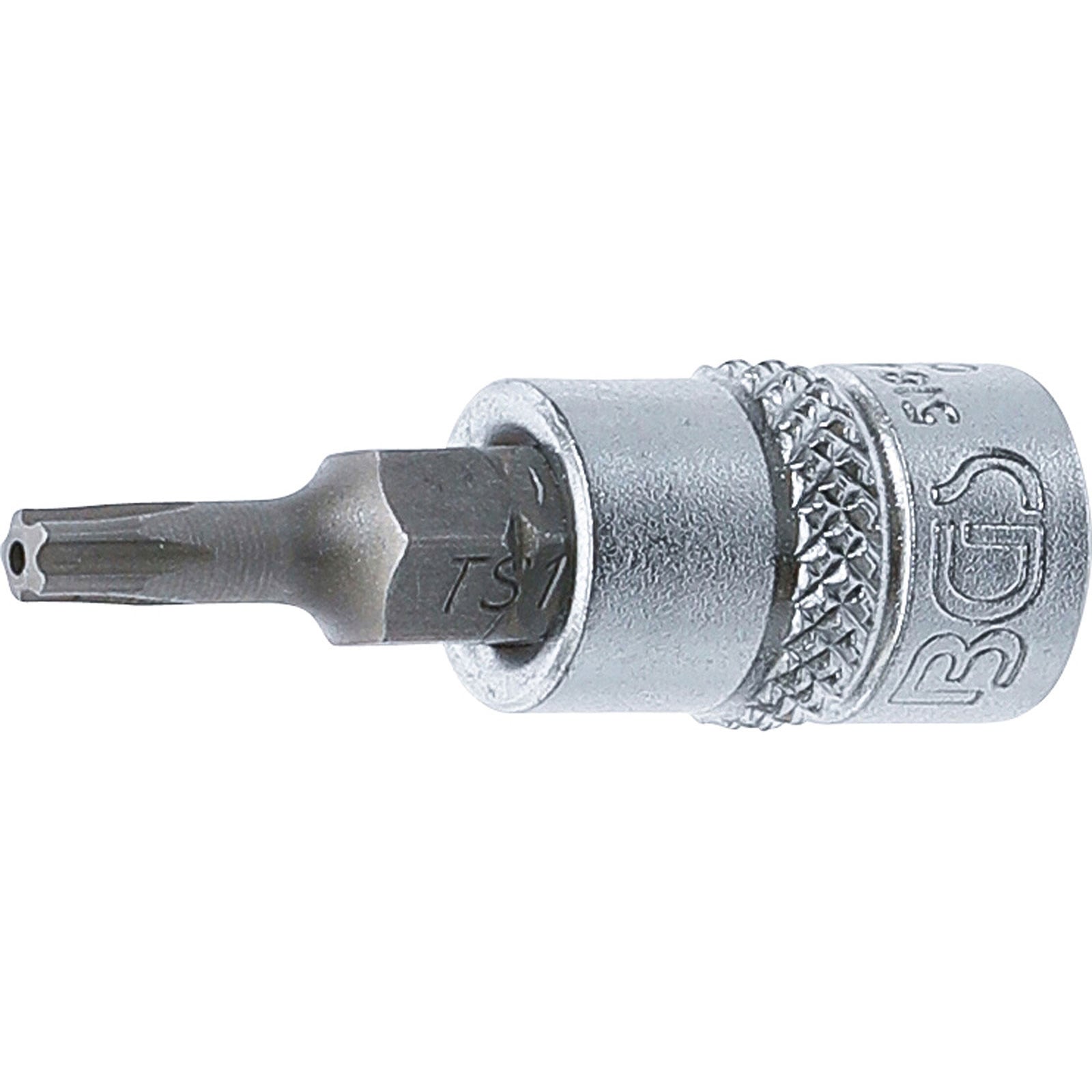 BGS Bit-Einsatz Antrieb Innenvierkant 6,3 mm (1/4") TS-Profil (für Torx Plus) mit Bohrung TS15 - 5184-TS15
