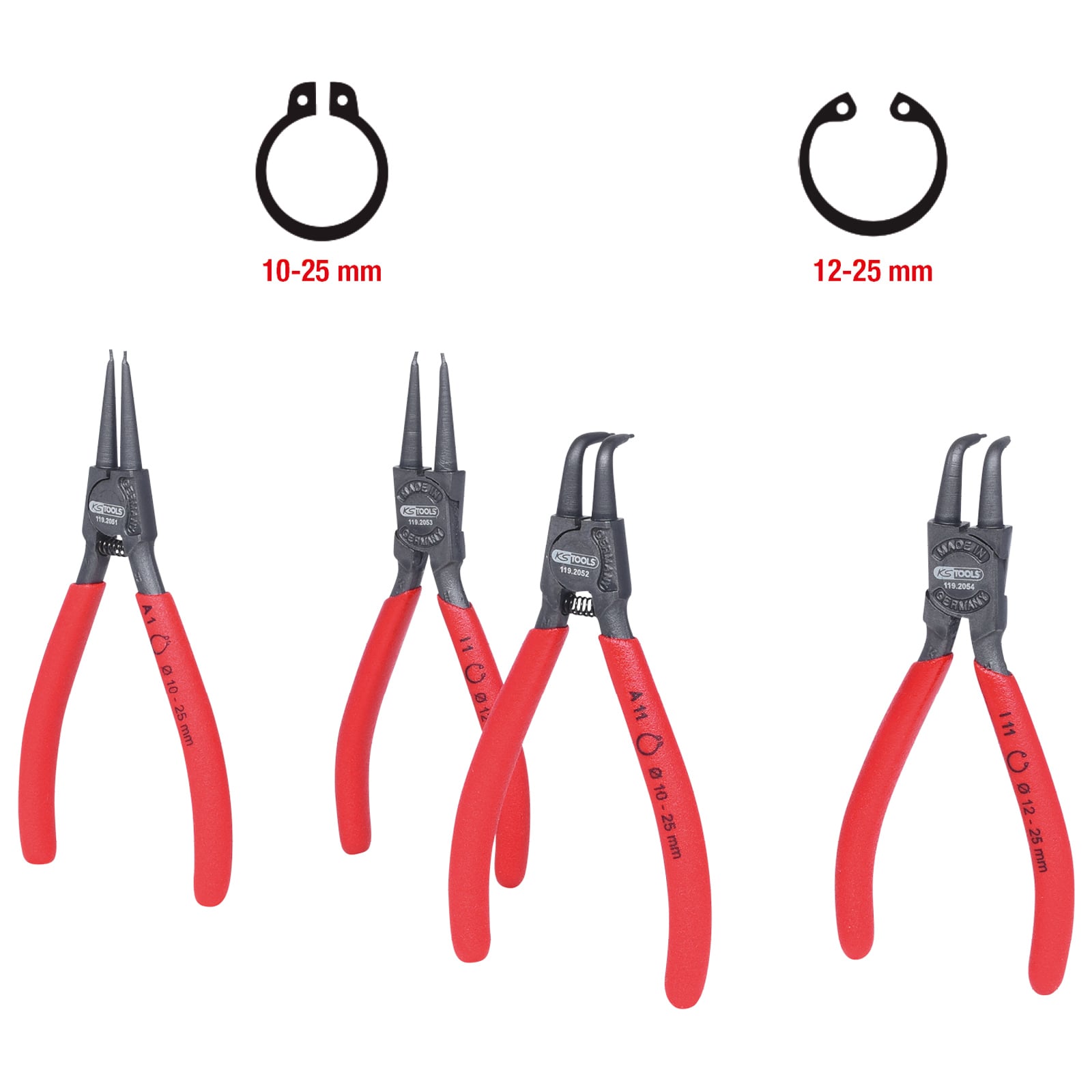 KS TOOLS Sicherungszangen-Satz 10-25 mm 4tlg. - 119.2050