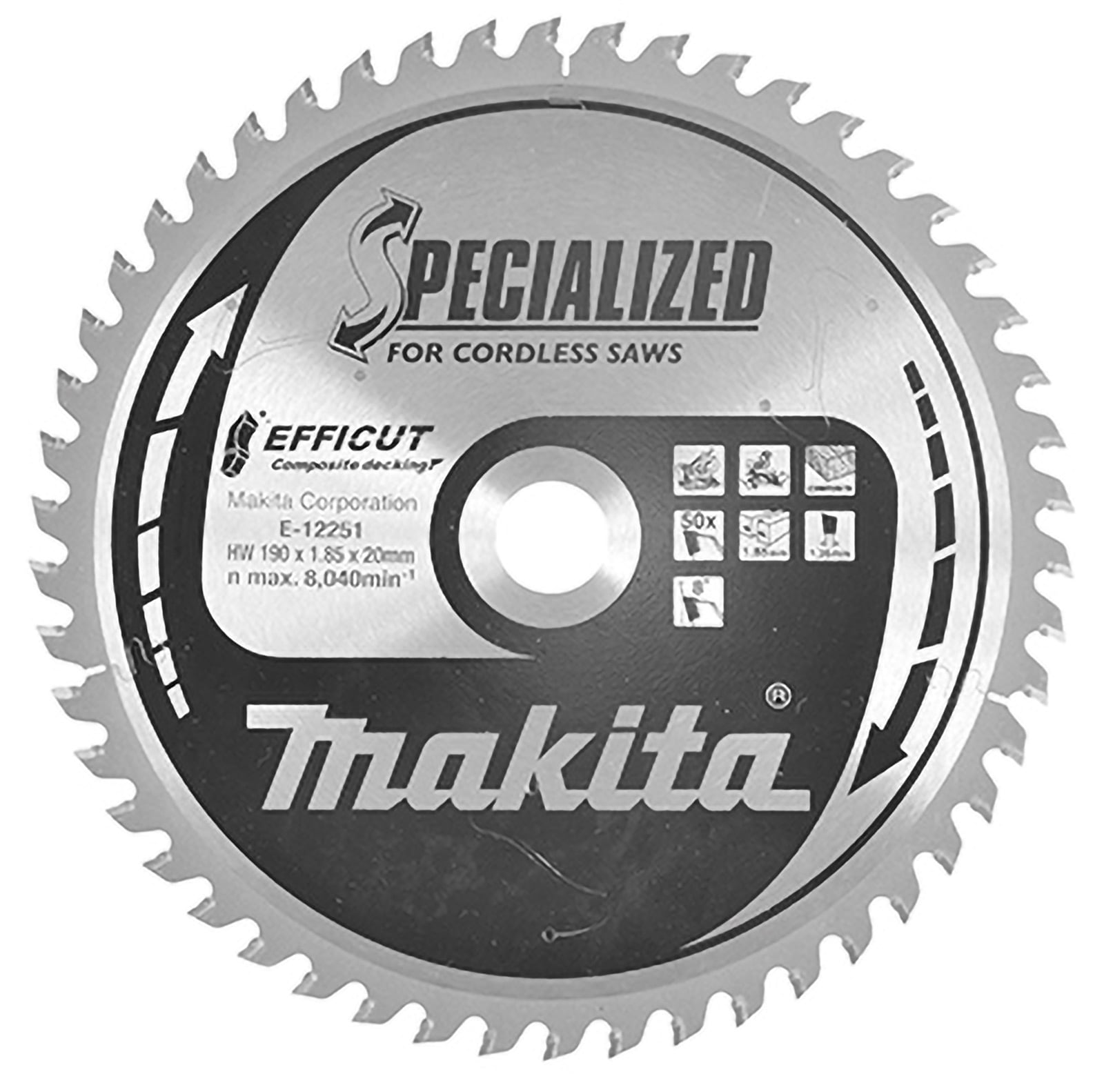 Makita EFFICUT Sägeblatt WPC / Holz 190 x 20 x 50Z - E-12251