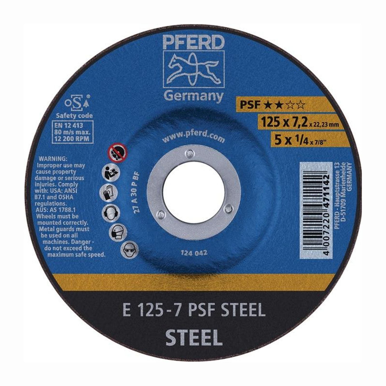 PFERD Schruppscheibe PSF STEEL D 125 x S 7,2 mm - 62012634