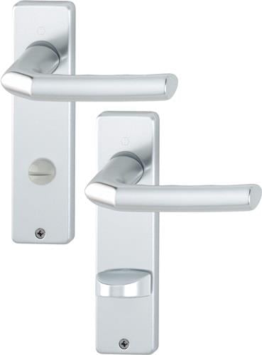 HOPPE Kurzschildgarnitur Birm.1117/202KP Alu.F1 SK/OL eck.Drückergrt - 2566358