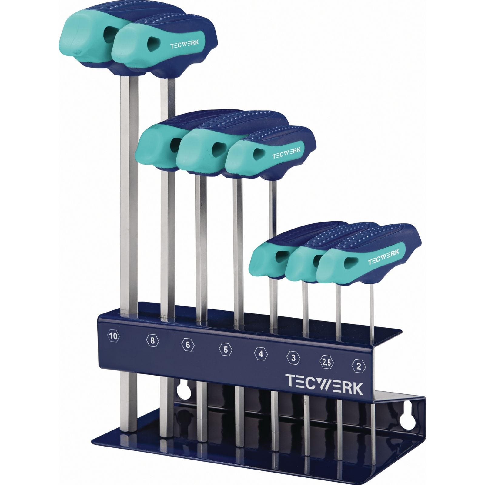 Stiftschlüsselsatz 8-tlg.SW 2-10 m.Quergr.im Werkbankständer TECWERK