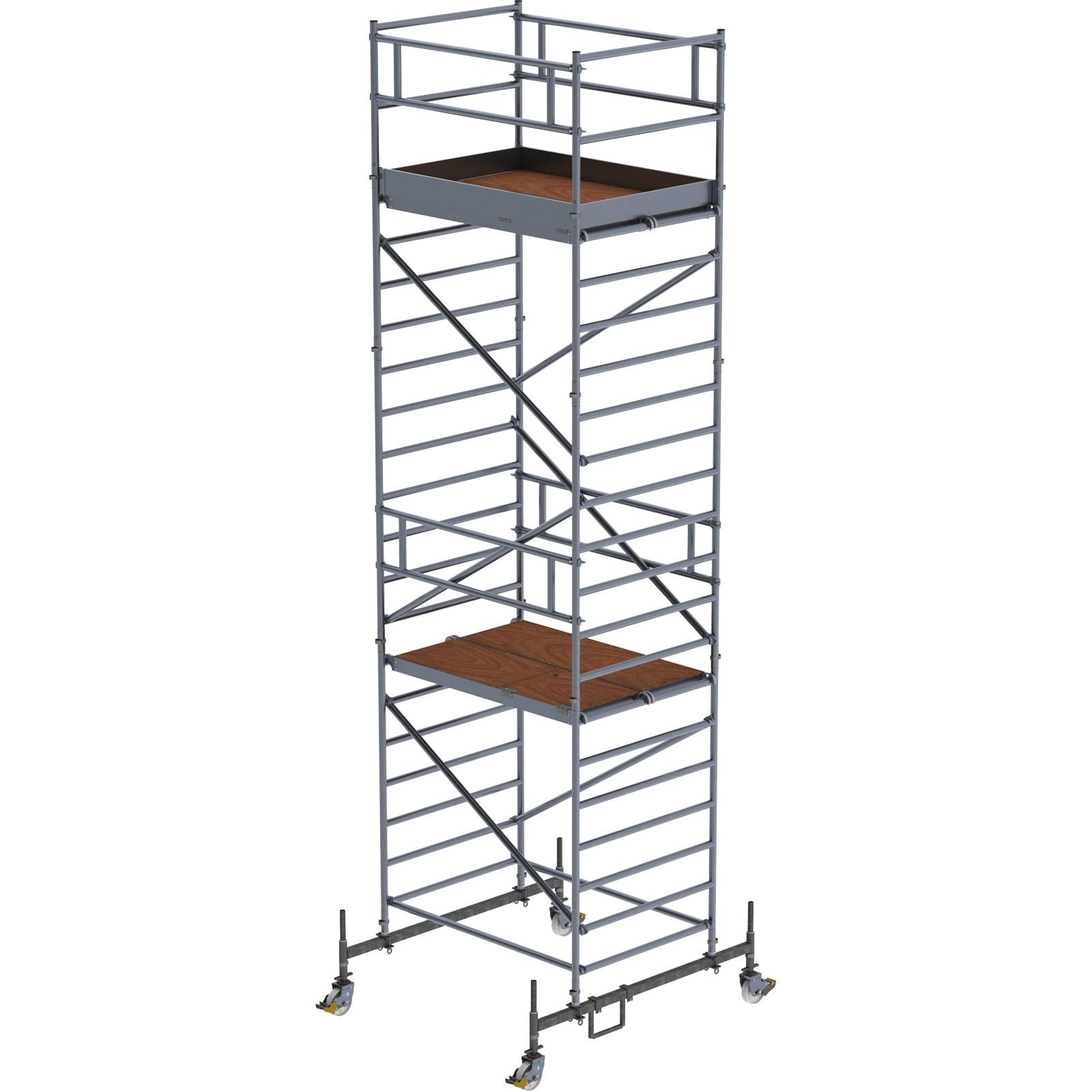 Günzburger Steigtechnik Rollgerüst 1,35 x 1,8 m mit Fahrbalken & Doppel-Plattform Plattformhöhe 5,45 m  - 173535