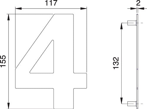 edi Hausnummer Ziffer 4 VA ma 150mm B.117mm - 2504/0000/00