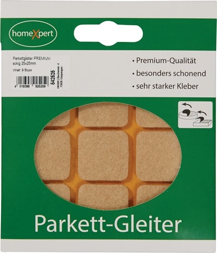 Parkettgleiter Premium 25 x 25mm Filz natur eck.selbstkl. - 542525