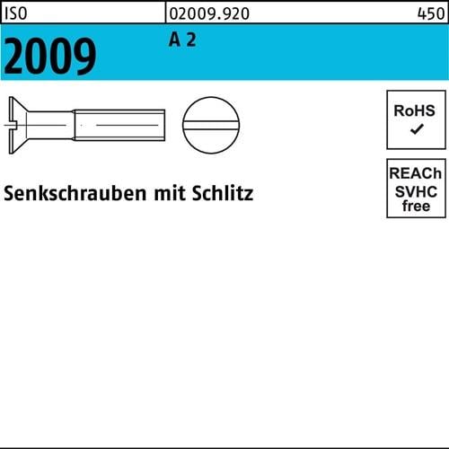 Senkschraube ISO 2009 Schlitz M10x 30 A 2 50 Stück