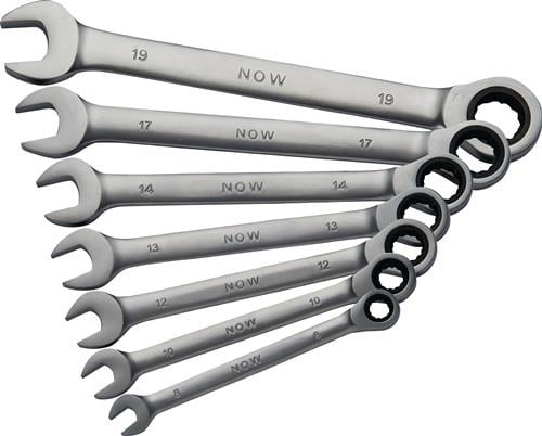 NOW Knarrenringmaulschlüsselsatz 7-teilig Schlüsselweiten 8-19 mm - JX-700G / 4000802070