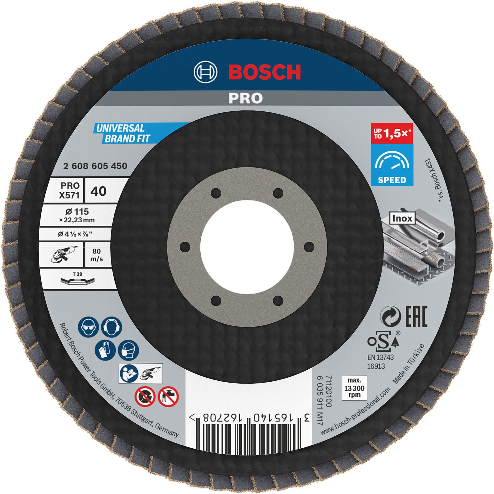 Bosch PRO X571 Fächerschleifscheibe 115 mm G40 - 2608605450