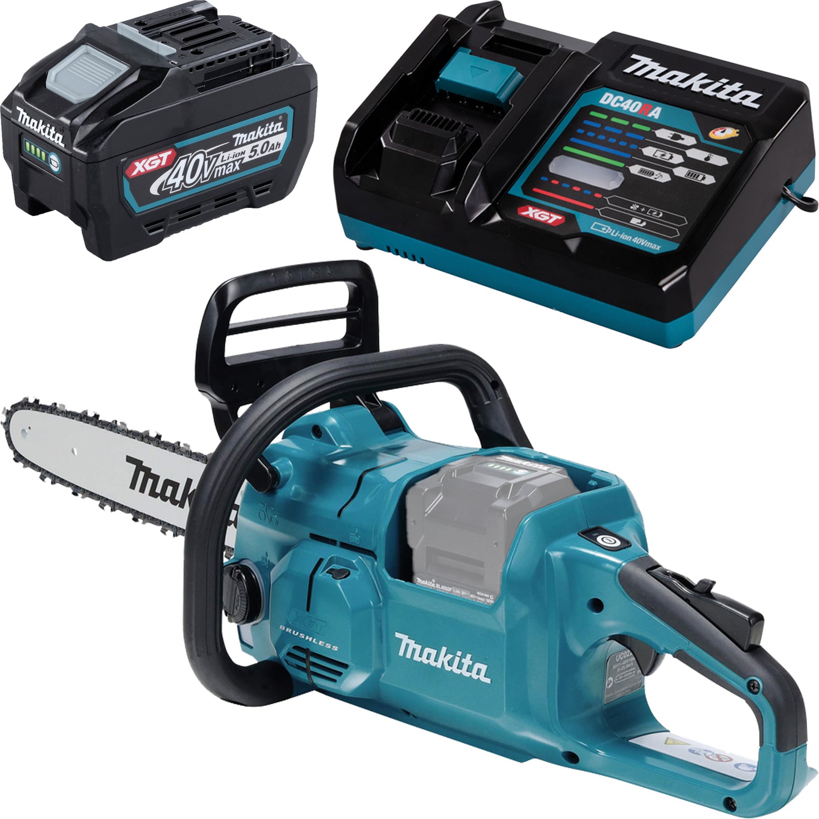 Makita UC025GT101 Akku-Kettensäge 40V max. / 1x Akku BL4050F 5,0 Ah + Schnellladegerät DC40RA