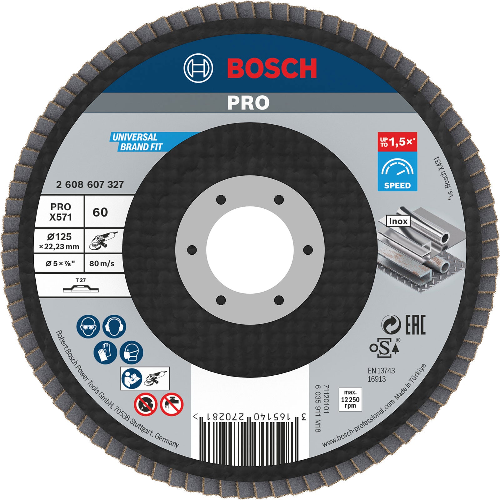 Bosch PRO X571 Fächerschleifscheibe 125 mm G60 - 2608607327