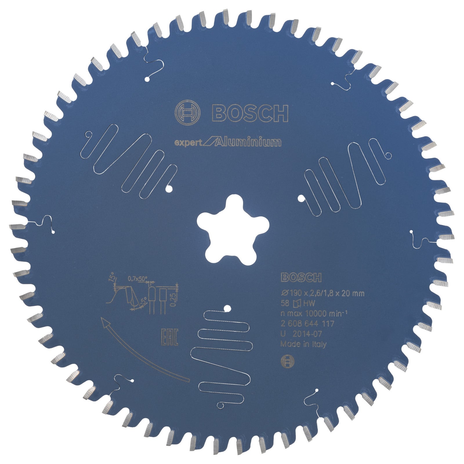 Bosch Kreissägeblatt Expert for Aluminium für Tischsägen 190 x Stern x 2,6 mm 58 - 2608644117