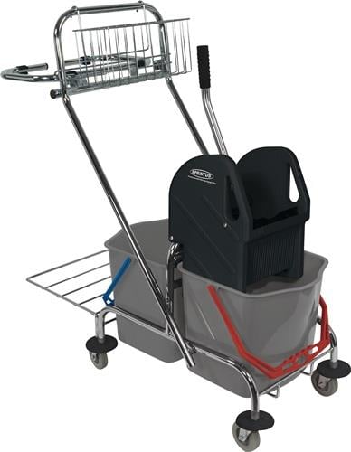 Sprintus Reinigungswagen Eimer 2 x 17 l, Presse, Ablagekorb - 301081