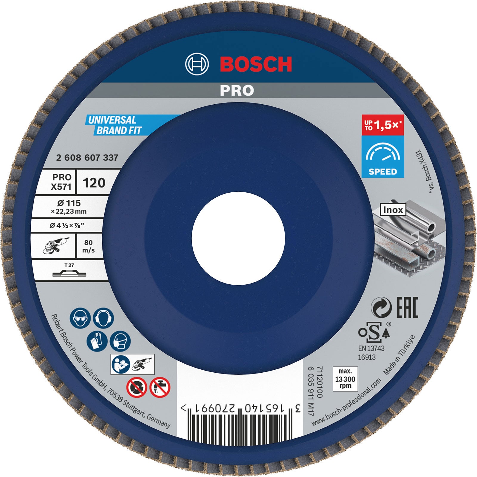 Bosch PRO X571 Fächerschleifscheibe 115 mm G120 - 2608607337